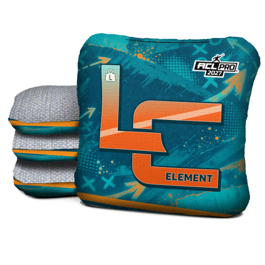 Miami football cornhole bags, Element - L 5/8 - ACL PRO, Aqua, Orange