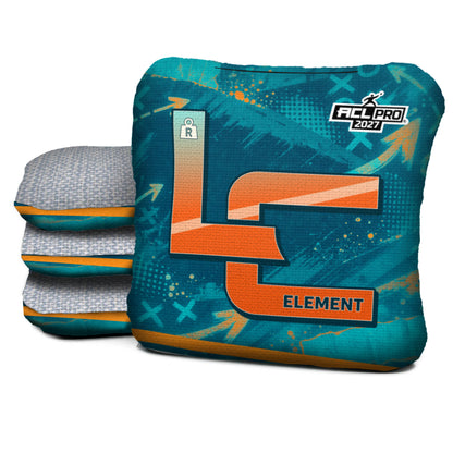 Miami football cornhole bags, Element - R 5/8 - ACL PRO, Aqua, Orange