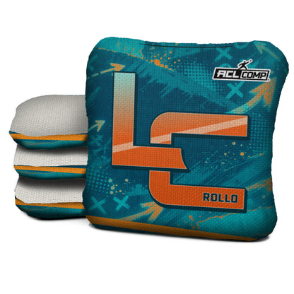 Miami football cornhole bags, Rollo 4/7 - ACL COMP, Aqua, Orange