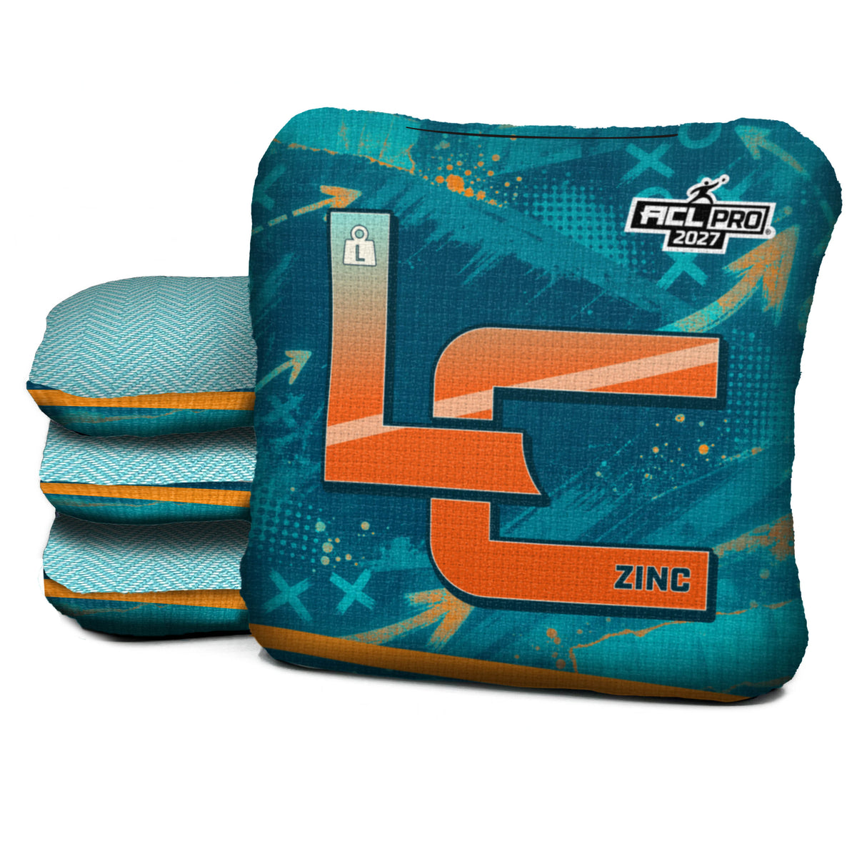 Miami football cornhole bags, Zinc - L 4.5/9 - ACL PRO, Aqua, Orange