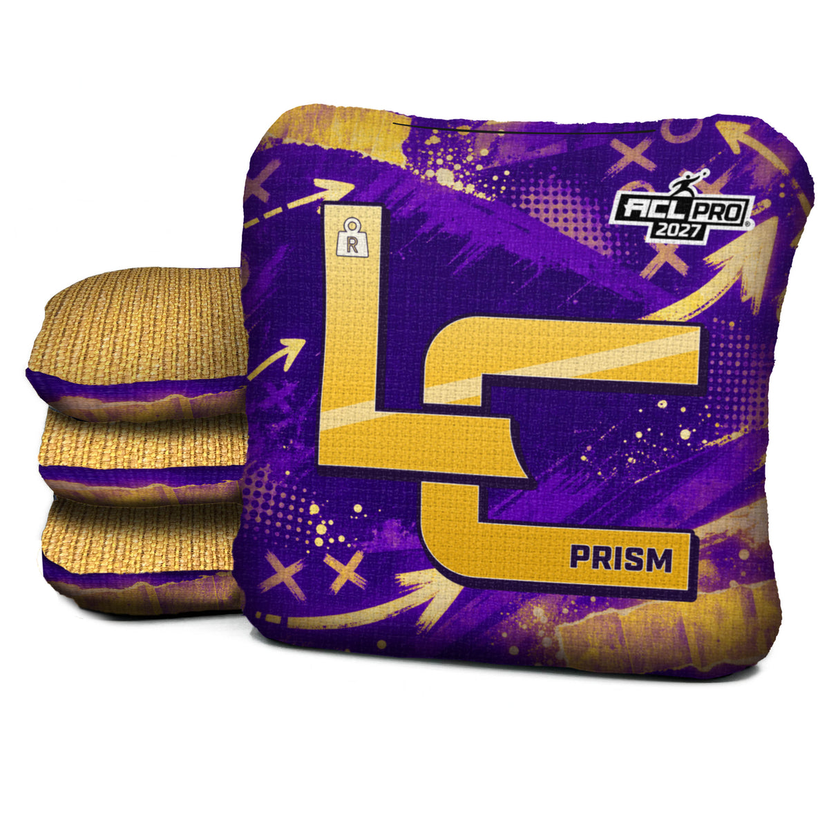 Minneapolis football cornhole bags, Prism - R 5/9 - ACL PRO, Purple, Gold