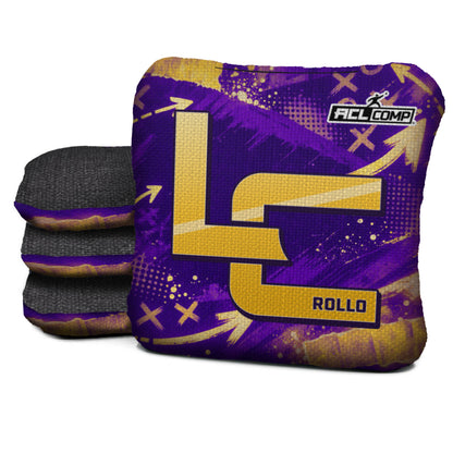 Minneapolis football cornhole bags, Rollo 4/7 - ACL COMP, Purple, Gold