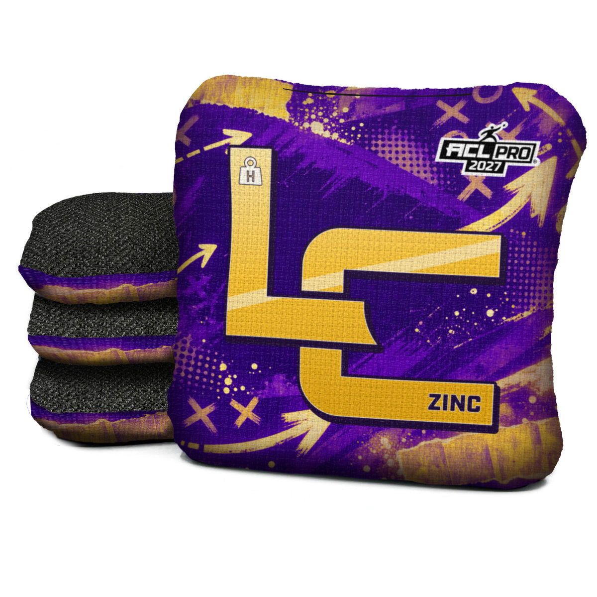 Minneapolis football cornhole bags, Zinc - H 4.5/9 - ACL PRO, Purple, Gold