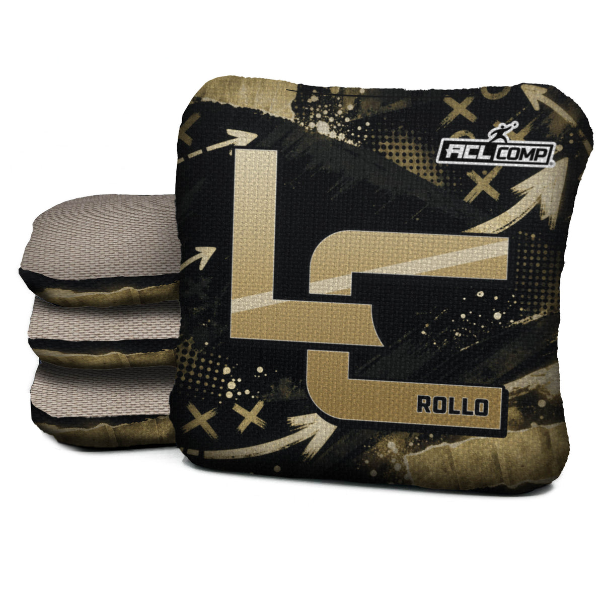 New Orleans football cornhole bags, Rollo 4/7 - ACL COMP, Black, Gold