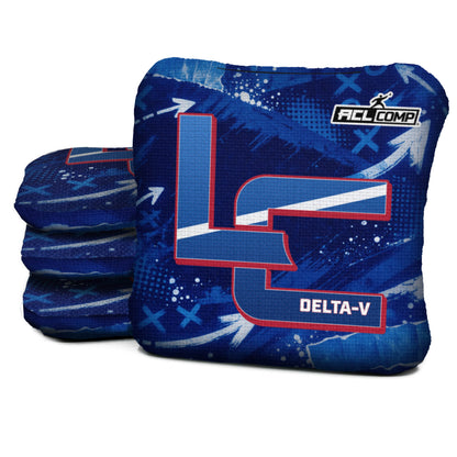 New York - Blue football cornhole bags, Delta-V 5/8- ACL COMP, approved colorway with coordinating reverse