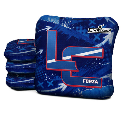 New York - Blue football cornhole bags, Forza - 6/9 - ACL COMP, approved colorway with coordinating reverse
