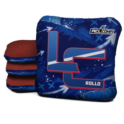New York - Blue football cornhole bags, Rollo 4/7 - ACL COMP, approved colorway with coordinating reverse