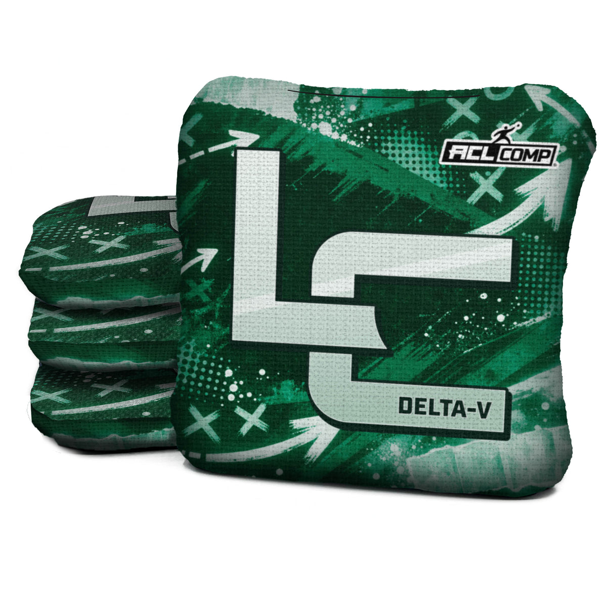 New York - Green football cornhole bags, Delta-V 5/8- ACL COMP, Green, White