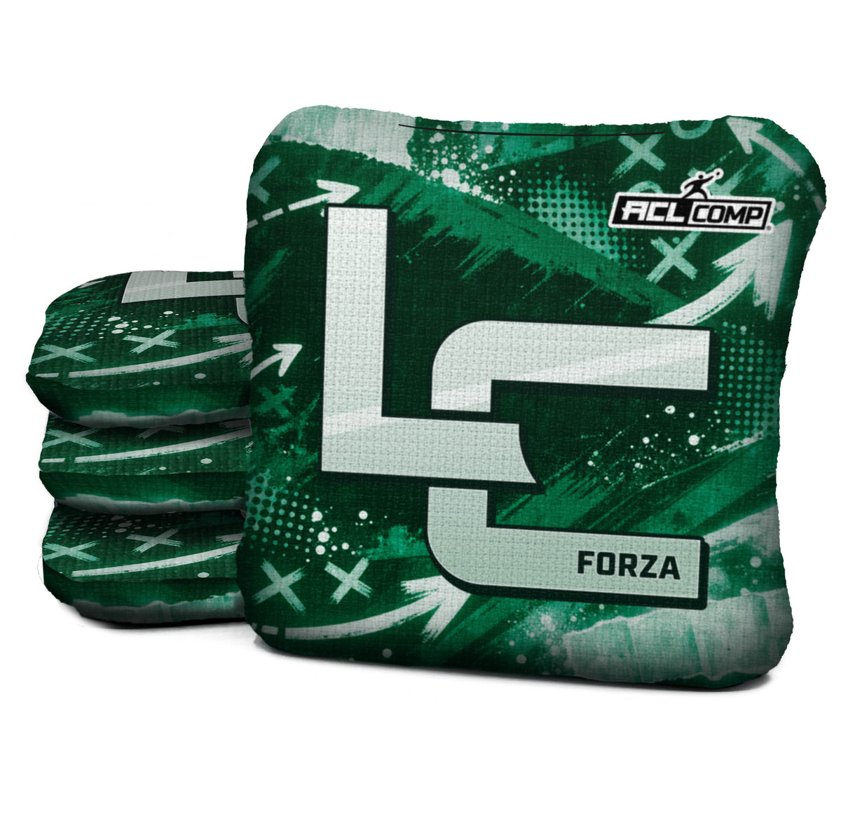 New York - Green football cornhole bags, Forza - 6/9 - ACL COMP, Green, White