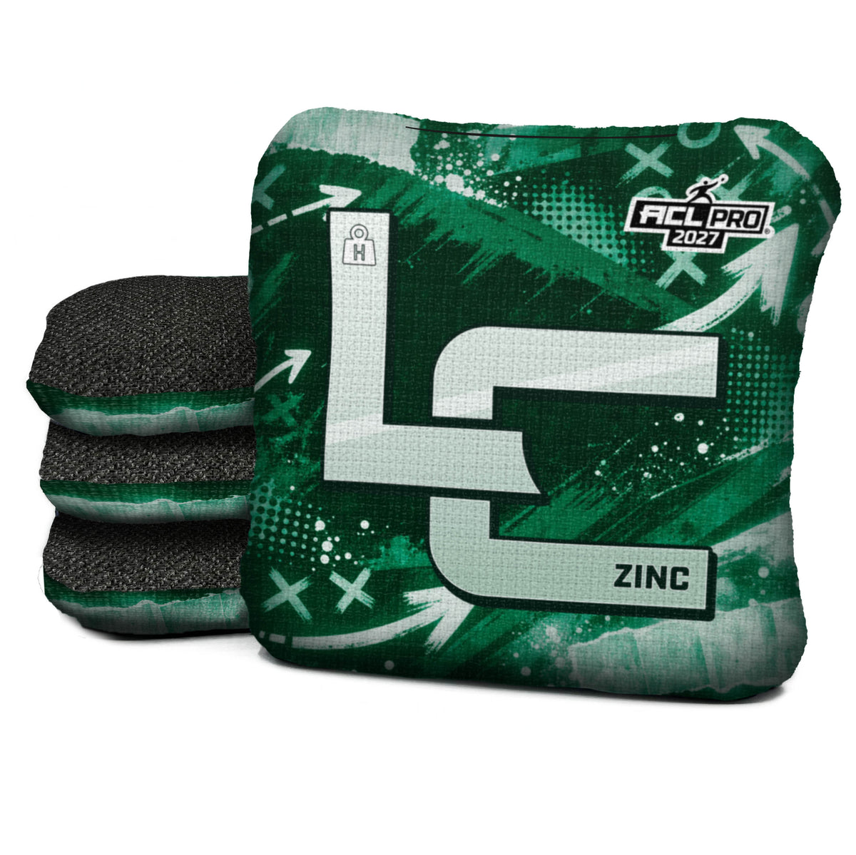 New York - Green football cornhole bags, Zinc - H 4.5/9 - ACL PRO, Green, White