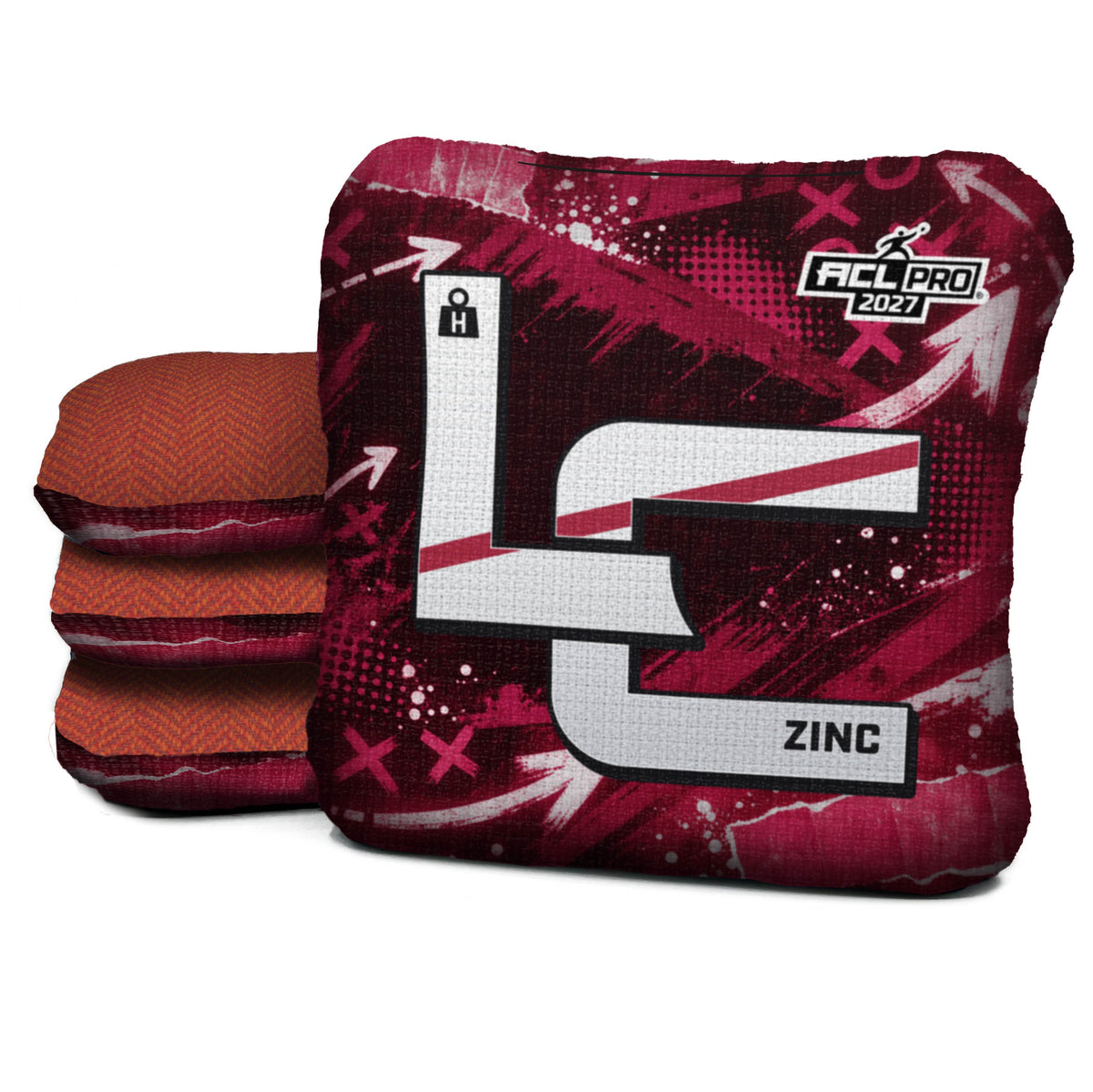Arizona football cornhole bags, Zinc - H 4.5/9 - ACL PRO, approved colorway with coordinating reverse