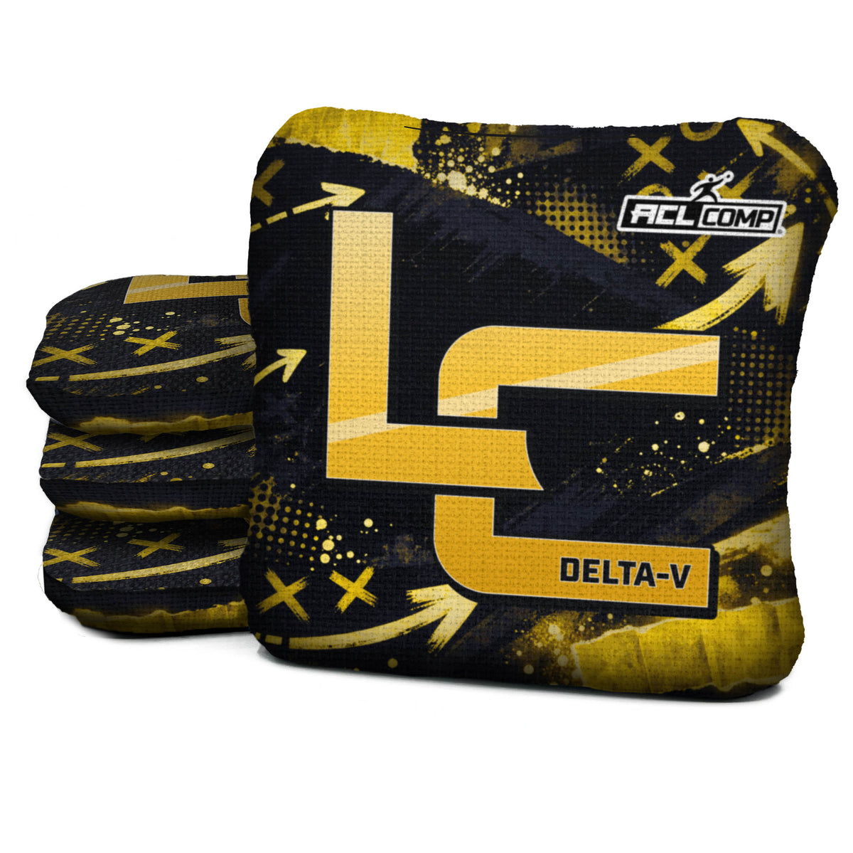 Pittsburgh football cornhole bags, Delta-V 5/8- ACL COMP, Black, Gold