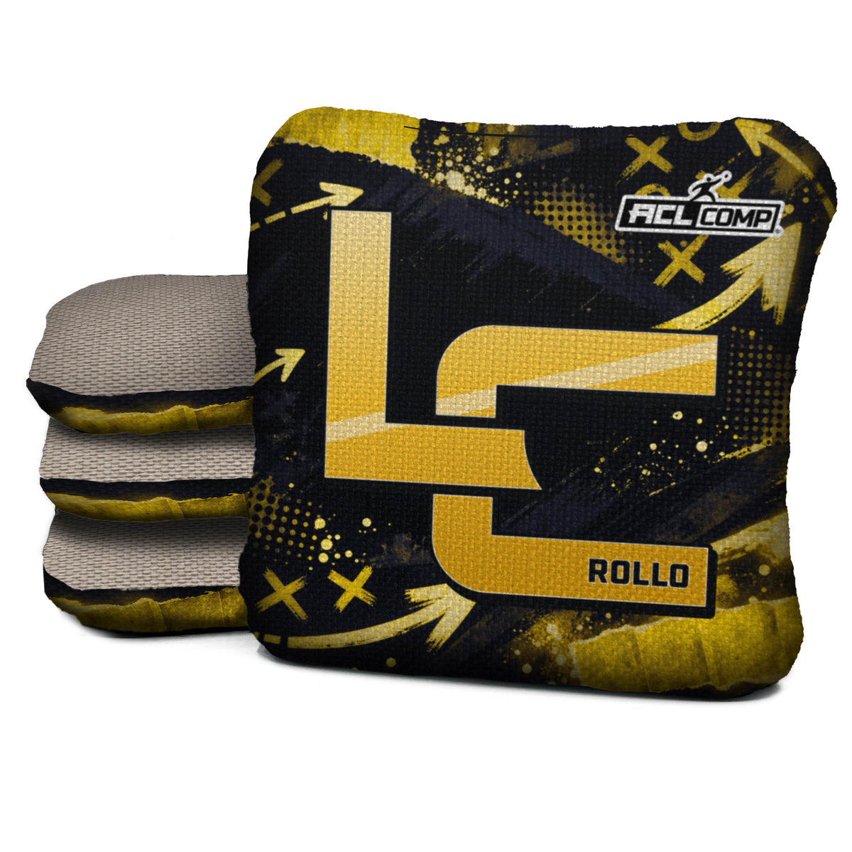 Pittsburgh football cornhole bags, Rollo 4/7 - ACL COMP, Black, Gold