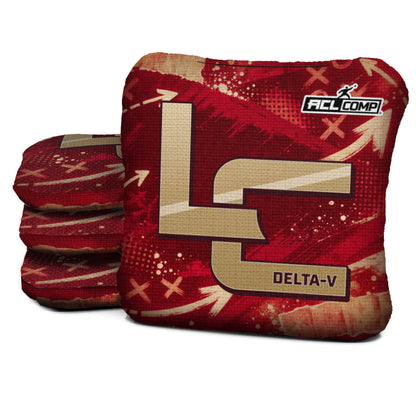 San Francisco football cornhole bags, Delta-V 5/8- ACL COMP, Scarlet red, Gold