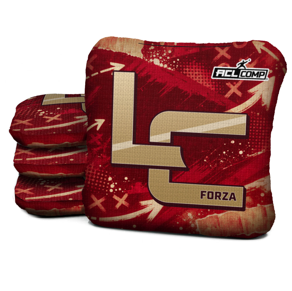 San Francisco football cornhole bags, Forza - 6/9 - ACL COMP, Scarlet red, Gold