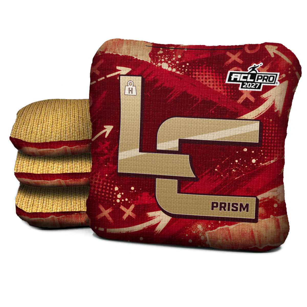 San Francisco football cornhole bags, Prism - H 5/9 - ACL PRO, Scarlet red, Gold