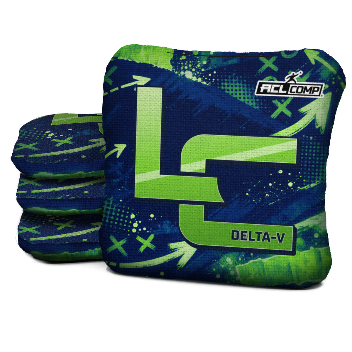Seattle football cornhole bags, Delta-V 5/8- ACL COMP, Navy, Lime green
