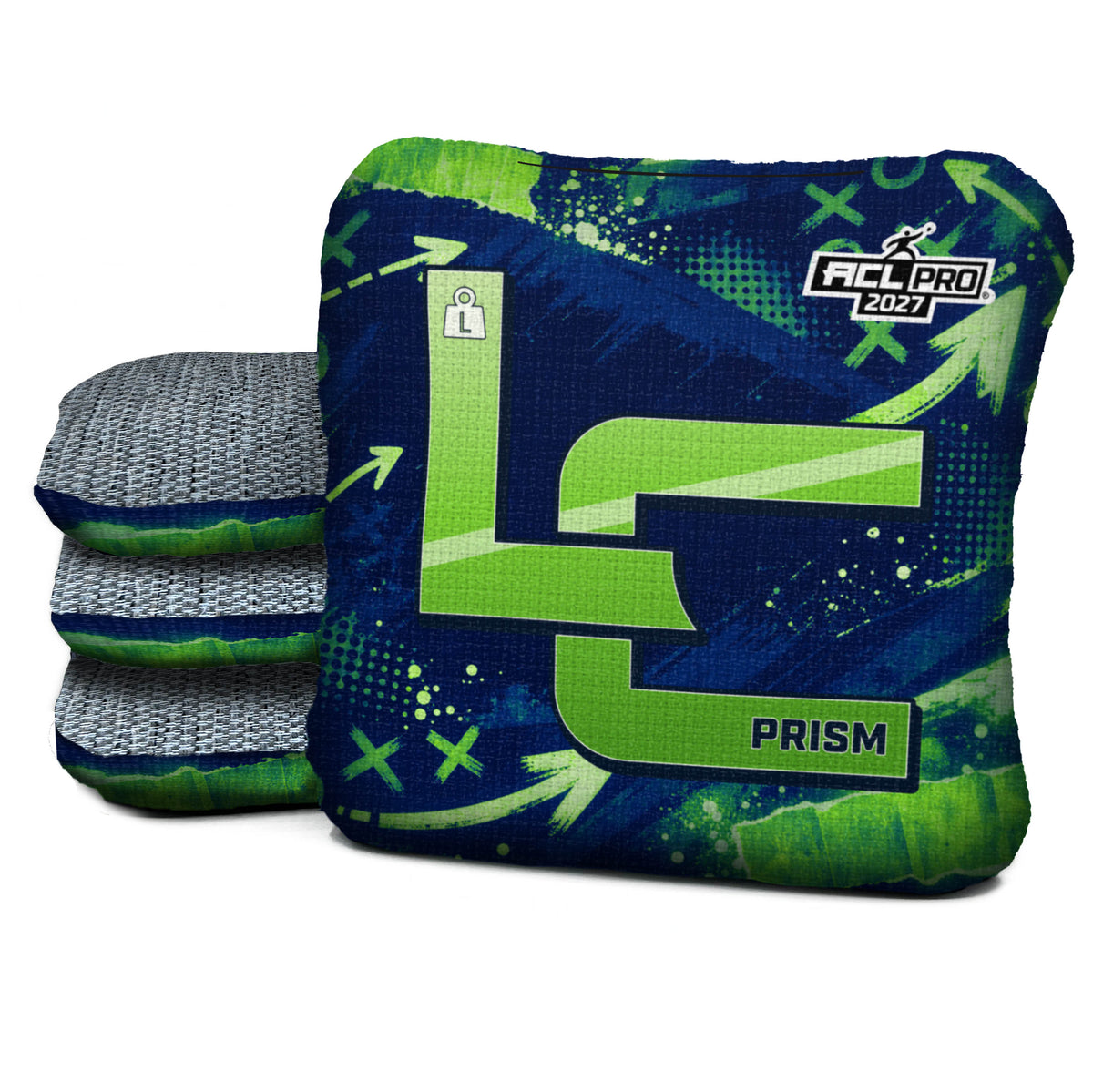 Seattle football cornhole bags, Prism - L 5/9 - ACL PRO, Navy, Lime green