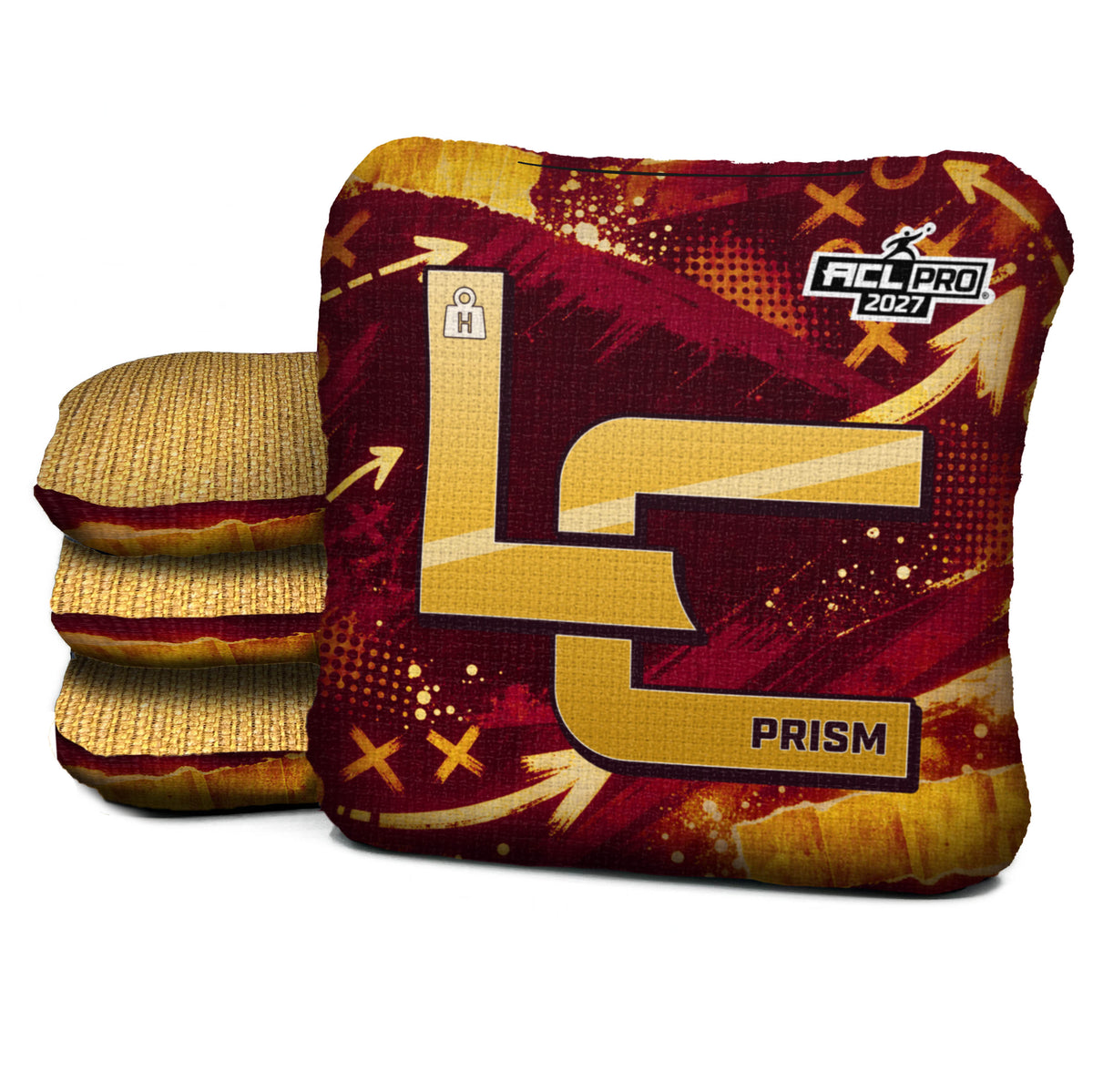 Washington football cornhole bags, Prism - H 5/9 - ACL PRO, Burgundy, Gold