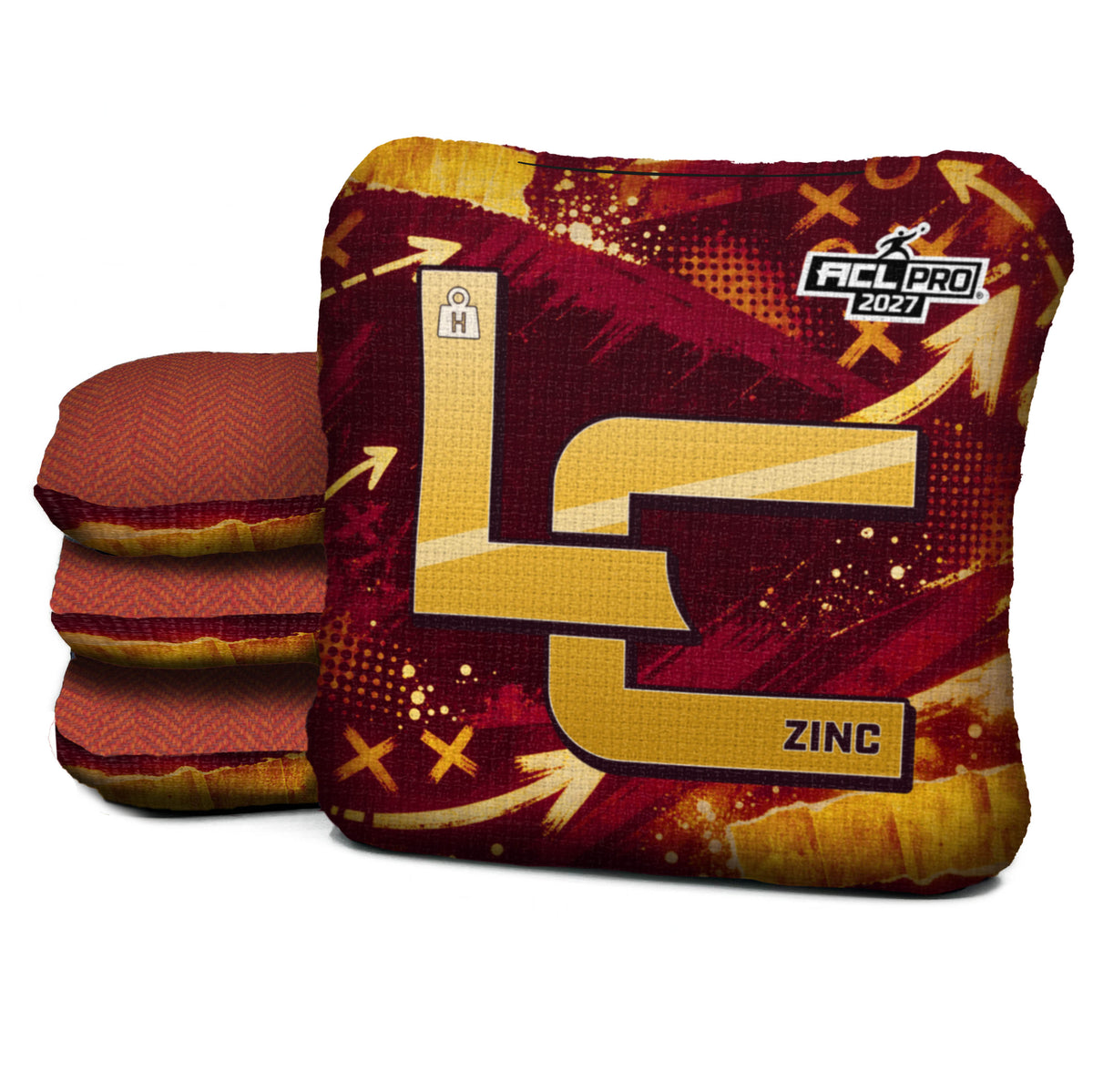 Washington football cornhole bags, Zinc - H 4.5/9 - ACL PRO, Burgundy, Gold