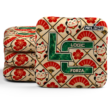 Lucky Jade Forza ACL cornhole bags, set of four, with matching printed TBO slow sides.