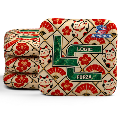 Lucky Jade Forza ACO Regular cornhole bags, set of four, with matching printed TBO slow sides.