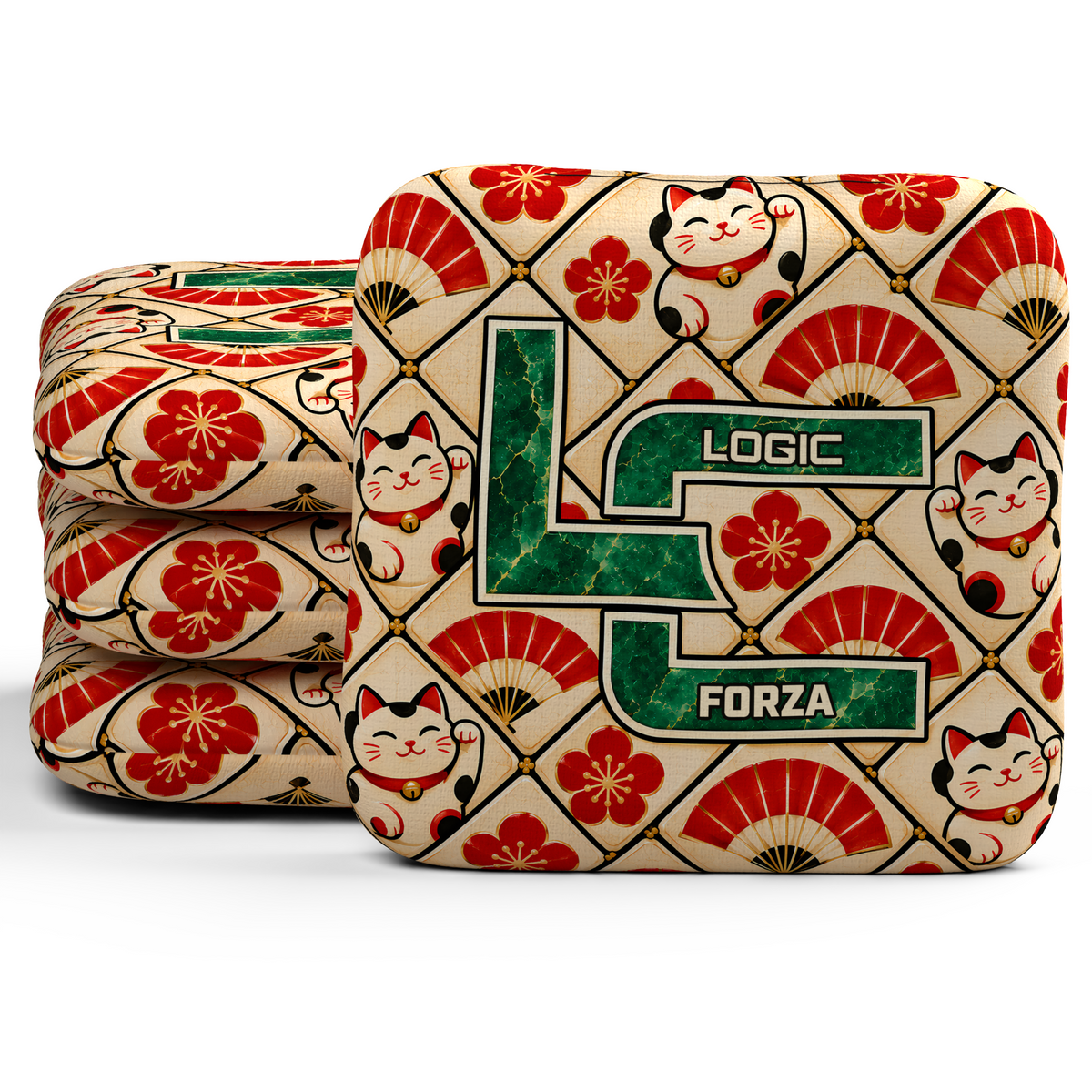 Lucky Jade Forza Unstamped Regular cornhole bags, set of four, with matching printed TBO slow sides.