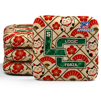 Lucky Jade Forza ACO S cornhole bags, set of four, with matching printed TBO slow sides.