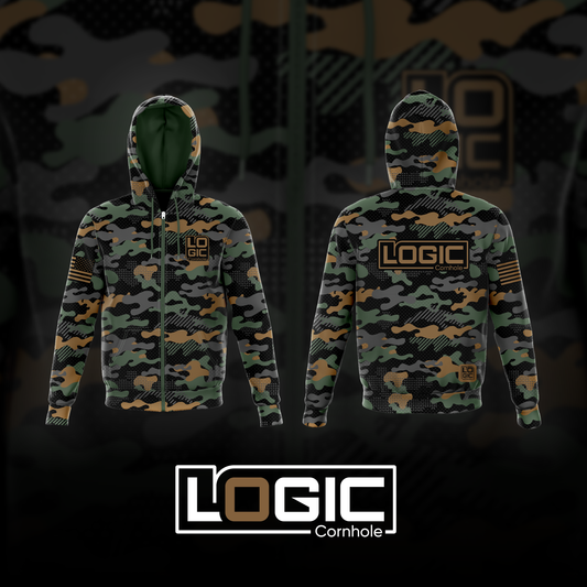 Logic Camo Full Zip Up Sublimation Hoodie Polyester Fleece -(Allow 3 weeks)