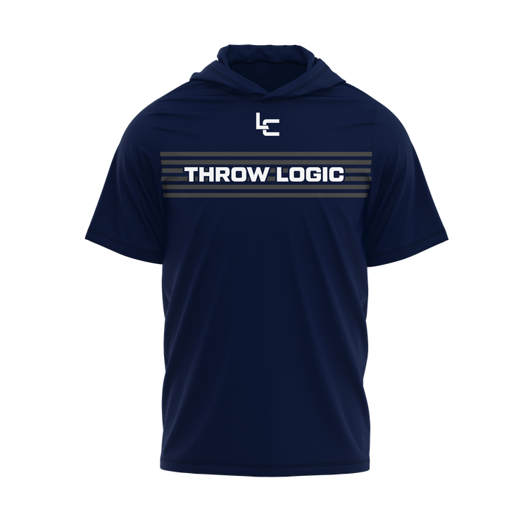 THROW LOGIC Short-Sleeve Hooded Shirt - Navy, Adult 2XL - Ready to Ship