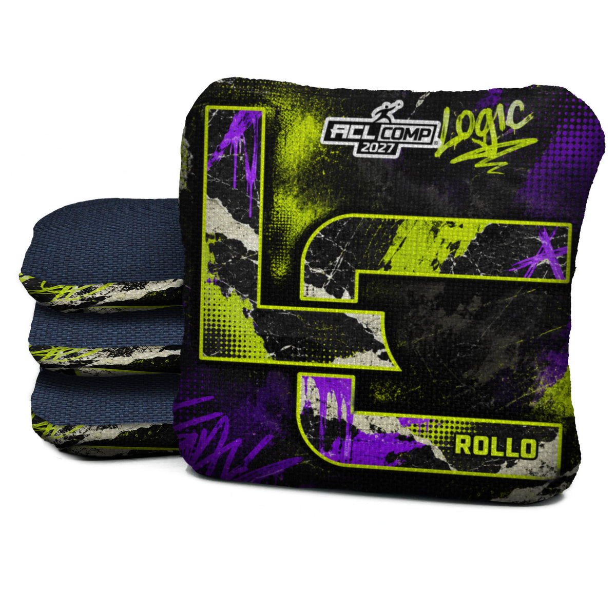 Acid Static RL cornhole bags with Denim carpet