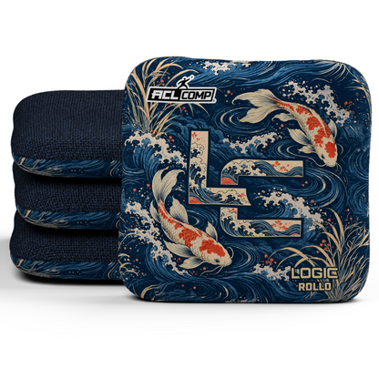 Koi LC Rollo ACL Regular cornhole bags, set of four, Denim carpet.