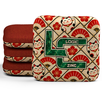 Lucky Jade Zinc unstamped cornhole bags, set of four, with Red carpet.