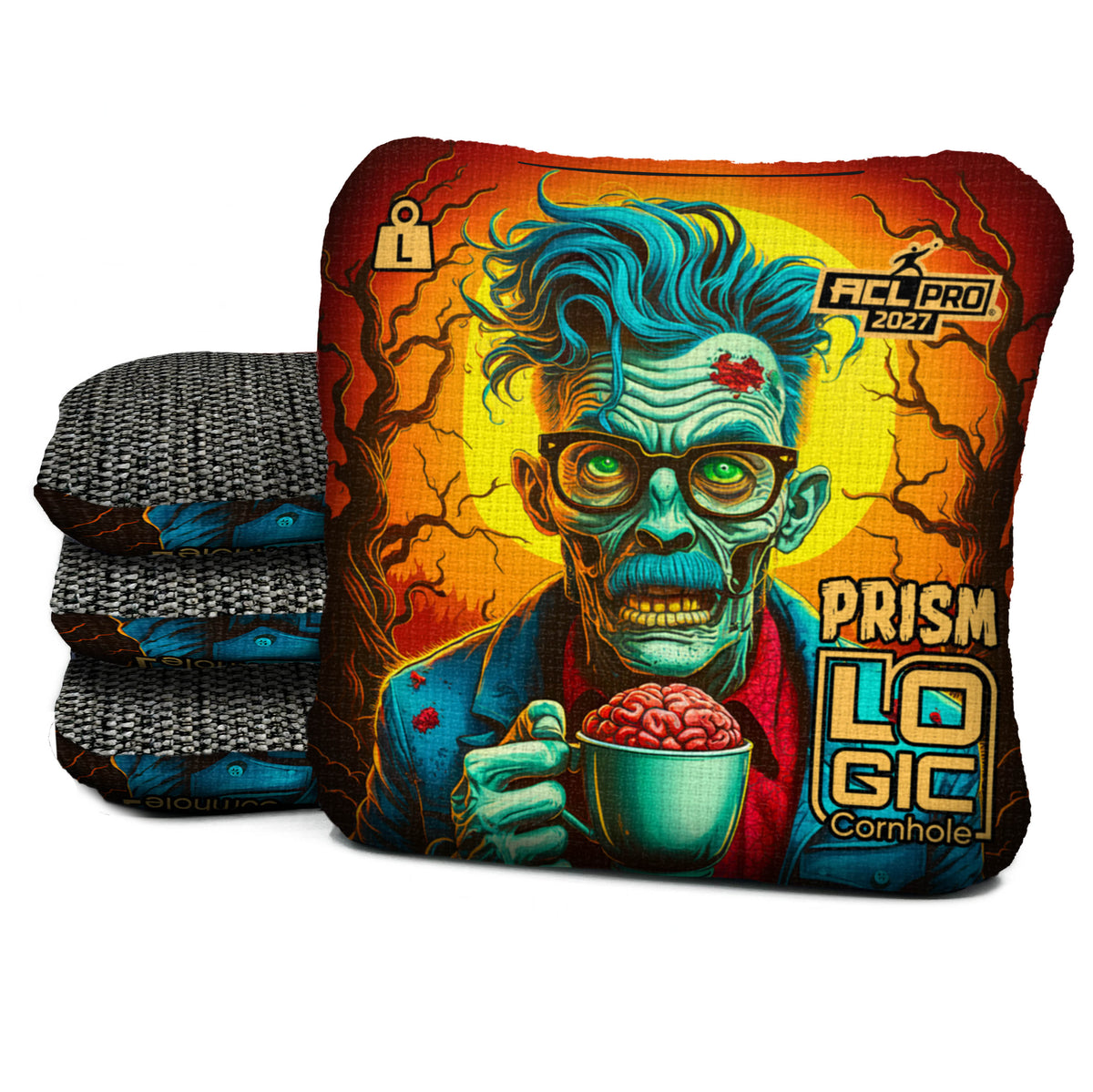 Zombie Brain Tea Prism L cornhole bags — ACL PRO 2027 — Charcoal carpet