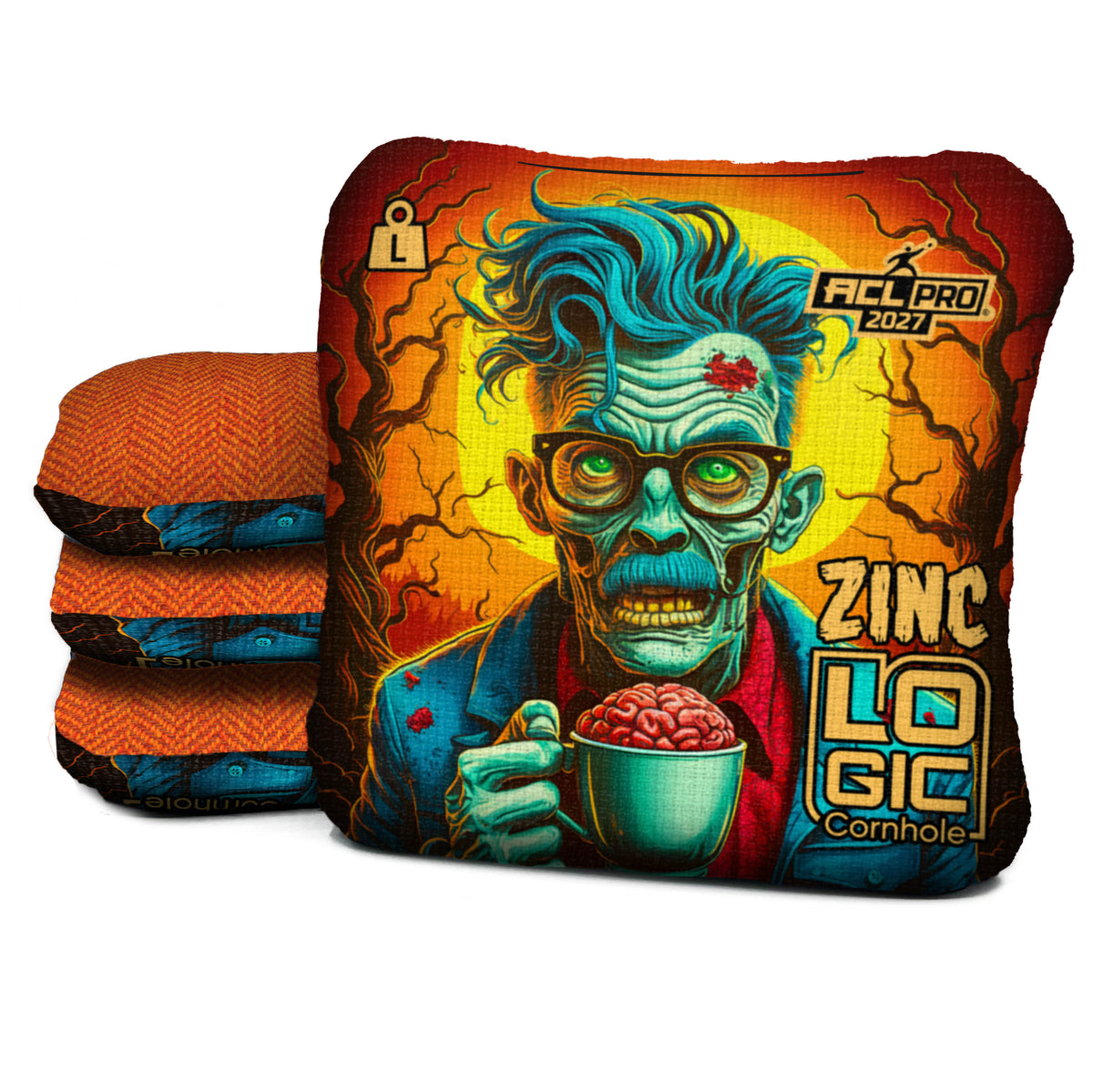 Zombie Brain Tea Zinc L cornhole bags — ACL PRO 2027 — Orange carpet